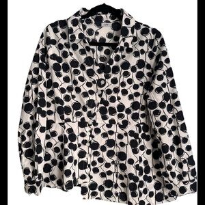 TULIP Black and White Polka Dot WEARABLE ART Women's COTTON blouse Sz S